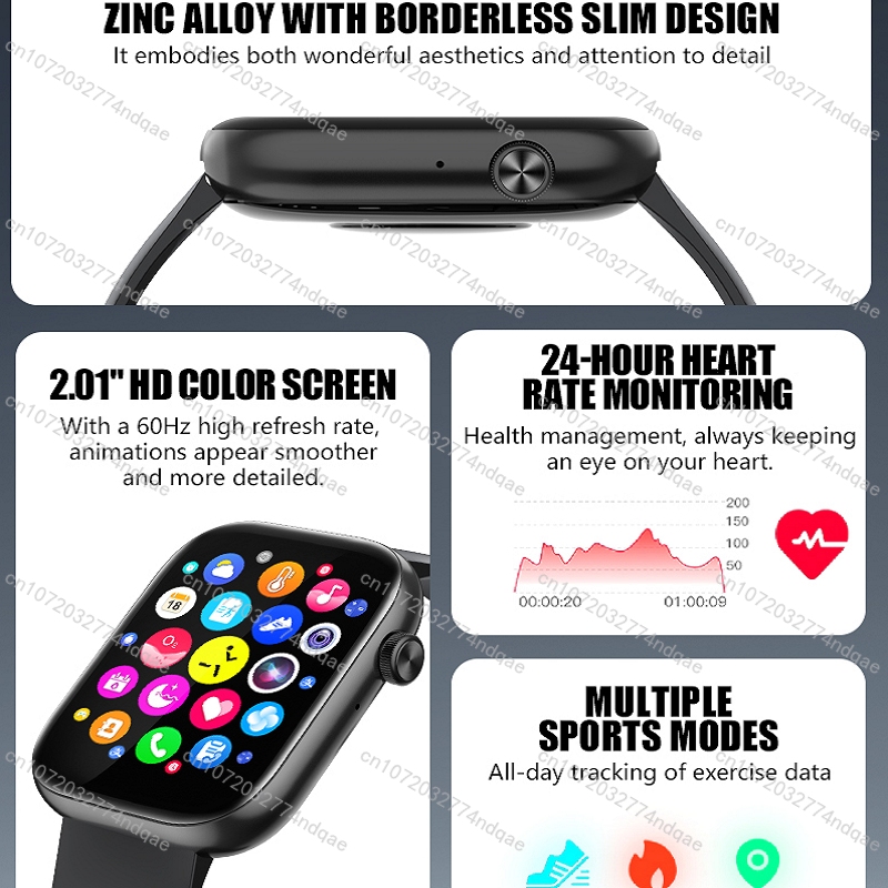 Premium Smartwatch Unisex – Fitnessuhr mit KI, Sprachanrufen, EKG, Blutzuckermessung, Gesundheitsüberwachung, IP68 wasserdicht, Schrittzähler, Puls- & Schlafmonitor, Benachrichtigungen & Sprachassistent – Für Damen & Herren