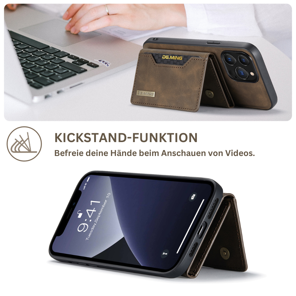 Premium 2-in-1 Magnetisches Geldbörse Leder Apple iPhone Hülle DG.MING