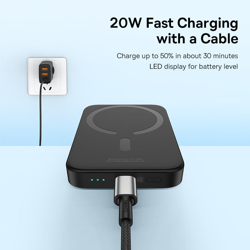 Premium Mini Magsafe Power Bank 20000mAh – Magnetisches Drahtloses Schnellladen für Smartphones, Apple iPhone, Samsung, iOS & Android