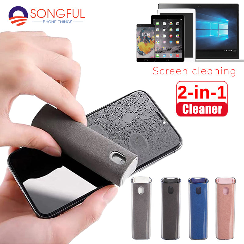 Premium 2-in-1 screen cleaning spray for Apple, PC, iPad - dust remover with a microfiber cloth, perfect screen cleaning