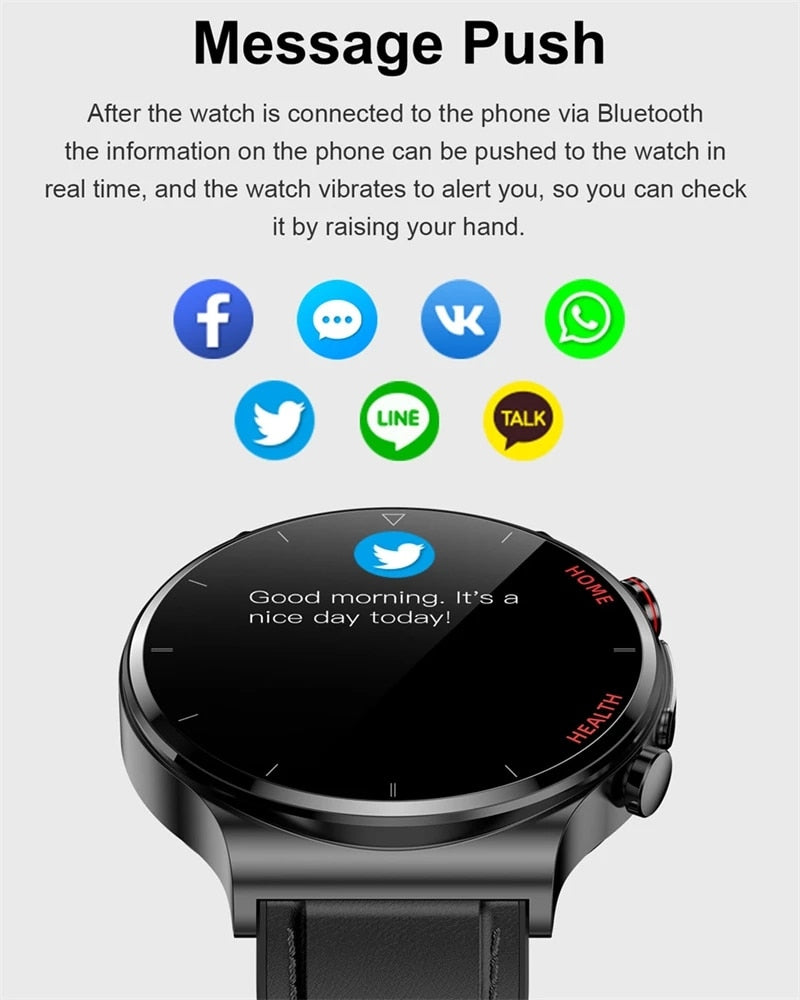 Premium Smartwatch für Männer | Uhr 4 Pro mit AMOLED HD Bildschirm Bluetooth Anruf, GPS Herzfrequenzmessung