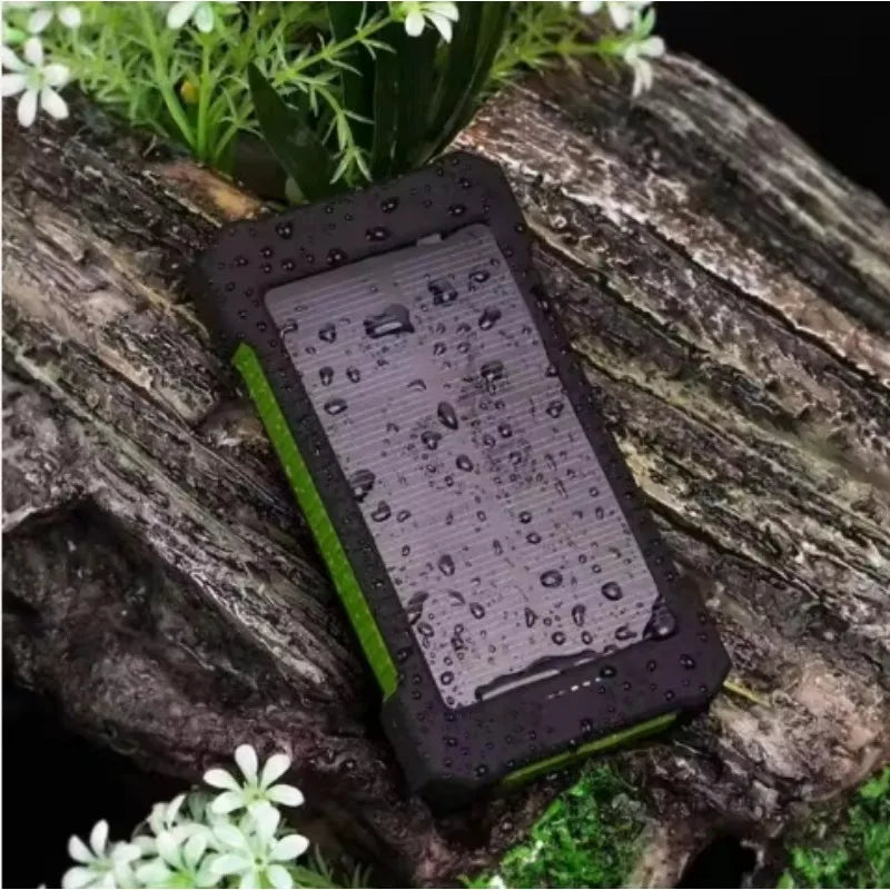 Premium Power Bank 20000mAh Solar Ladegerät | Tragbarer Externer Akku mit 5V Schnellaufladung und super heller Taschenlampe für Smartphones, Apple iPhone, Samsung, iOS & Android  unterwegs