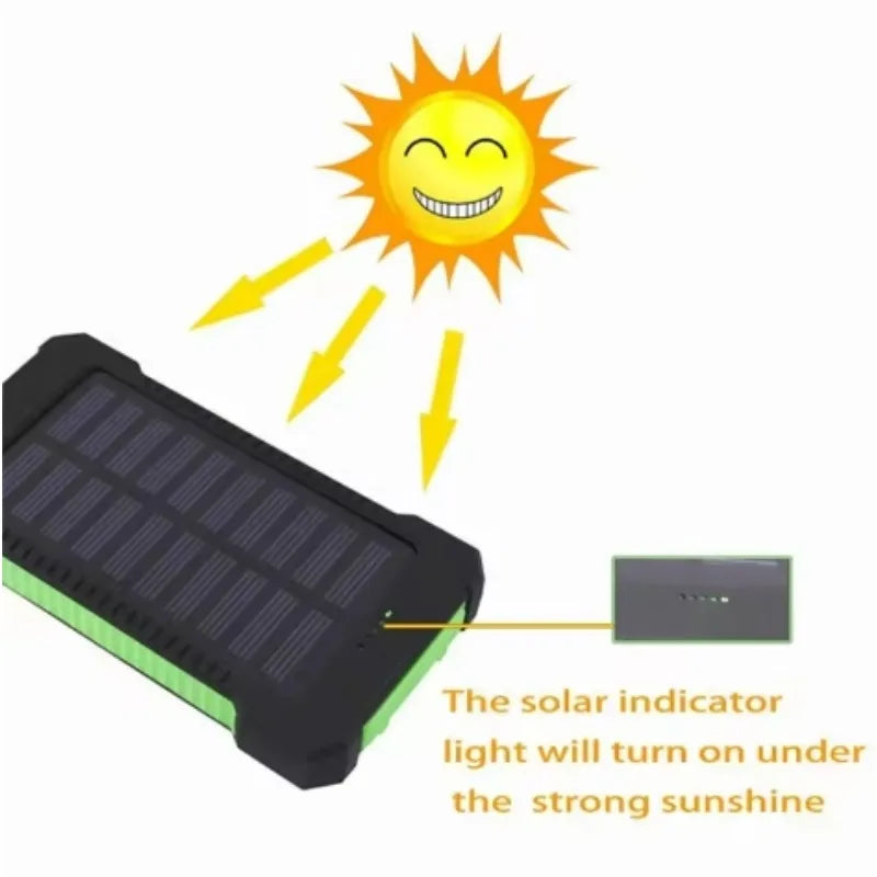Premium Power Bank 20000mAh Solar Ladegerät | Tragbarer Externer Akku mit 5V Schnellaufladung und super heller Taschenlampe für Smartphones, Apple iPhone, Samsung, iOS & Android  unterwegs