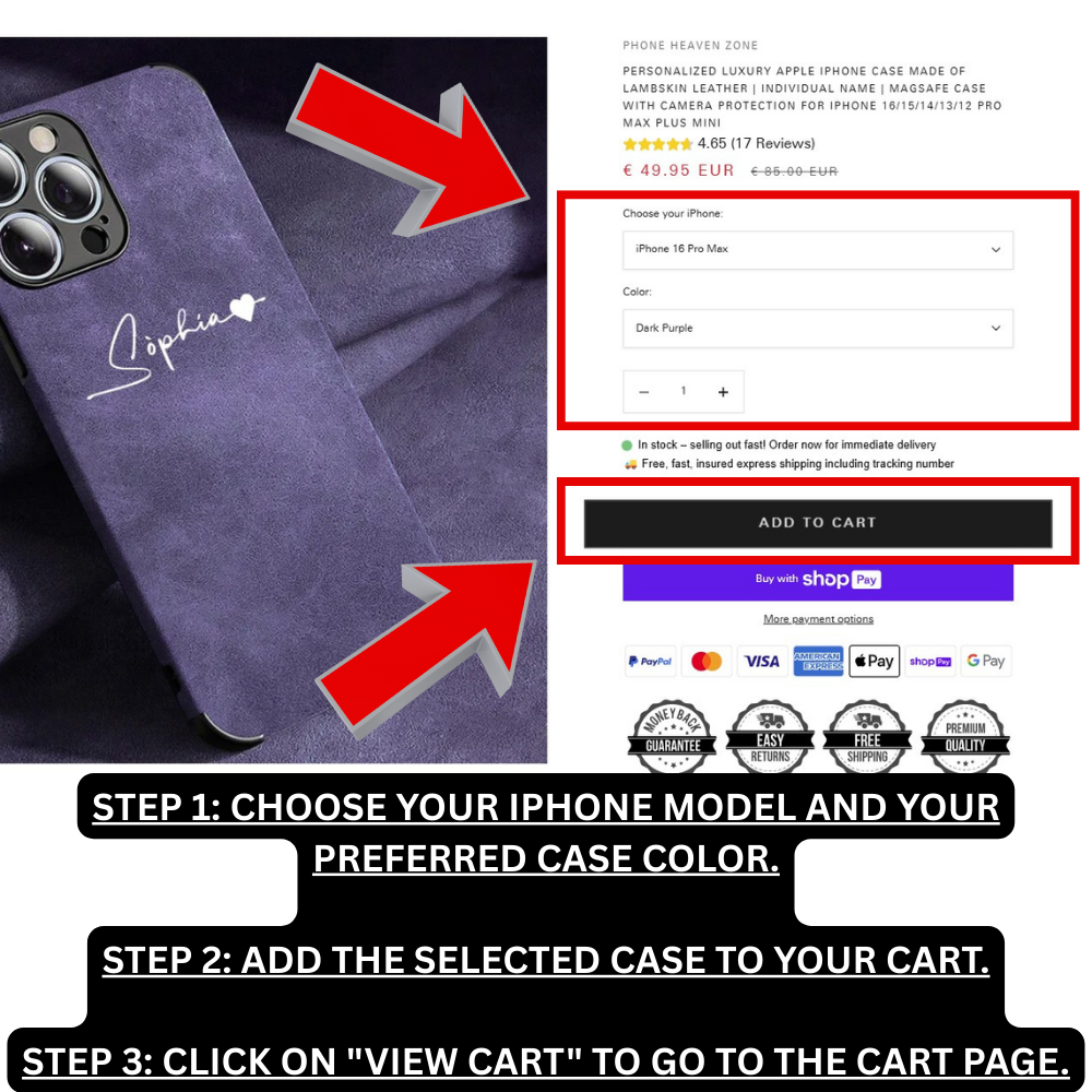 Personalisierte Luxus Apple iPhone Hülle aus Lammfell-Leder | Individueller Name | MagSafe Case mit Kameraprotektion für iPhone 16/15/14/13/12 Pro Max Plus Mini