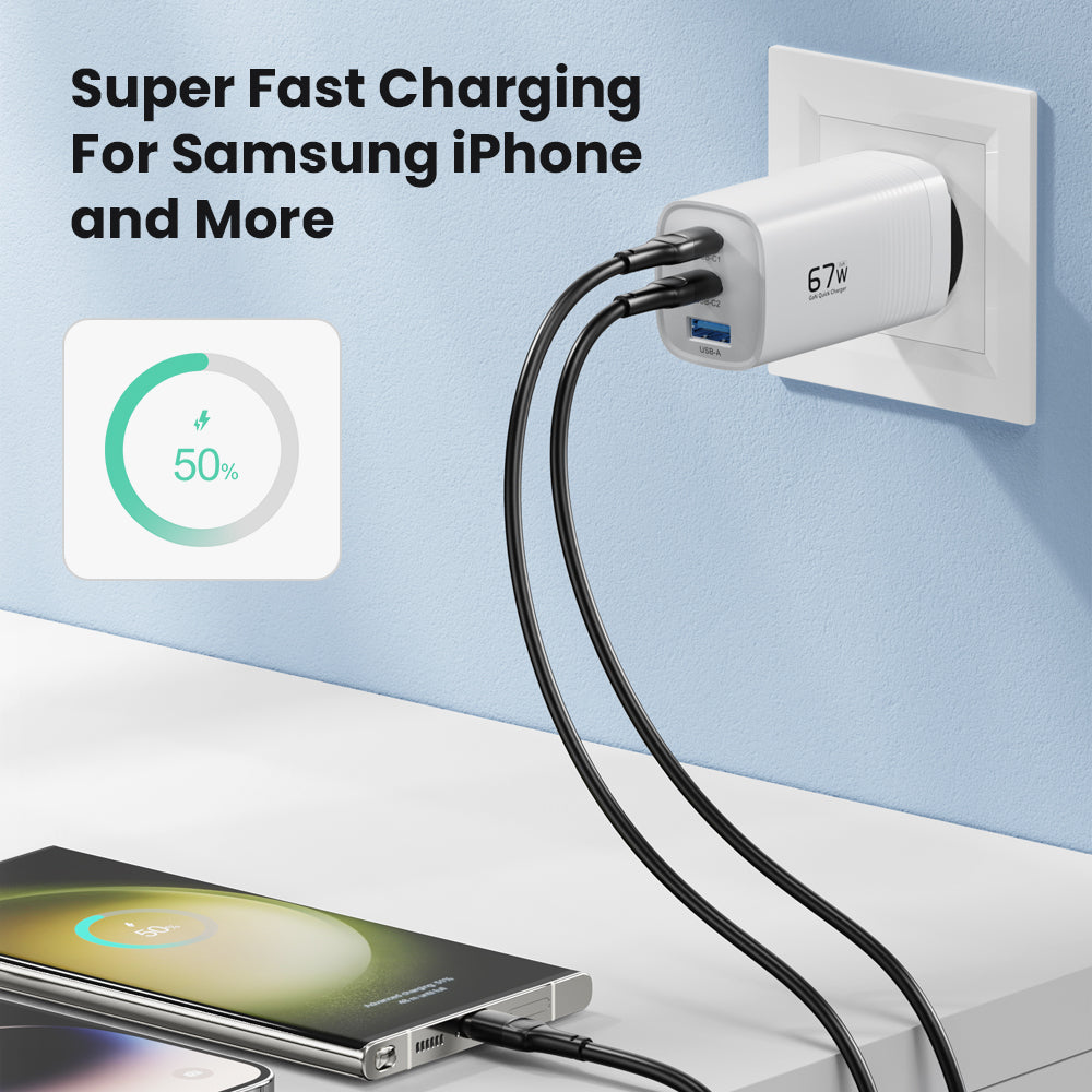 Premium Tech GAN USB Typ C Ladegerät 65W 45W PPS PD QC 4.0 | Schnellladegerät für Smartphones, Apple iPhone, Samsung, iOS & Android, MacBook, Laptop, iPad, AirPods, Tablet
