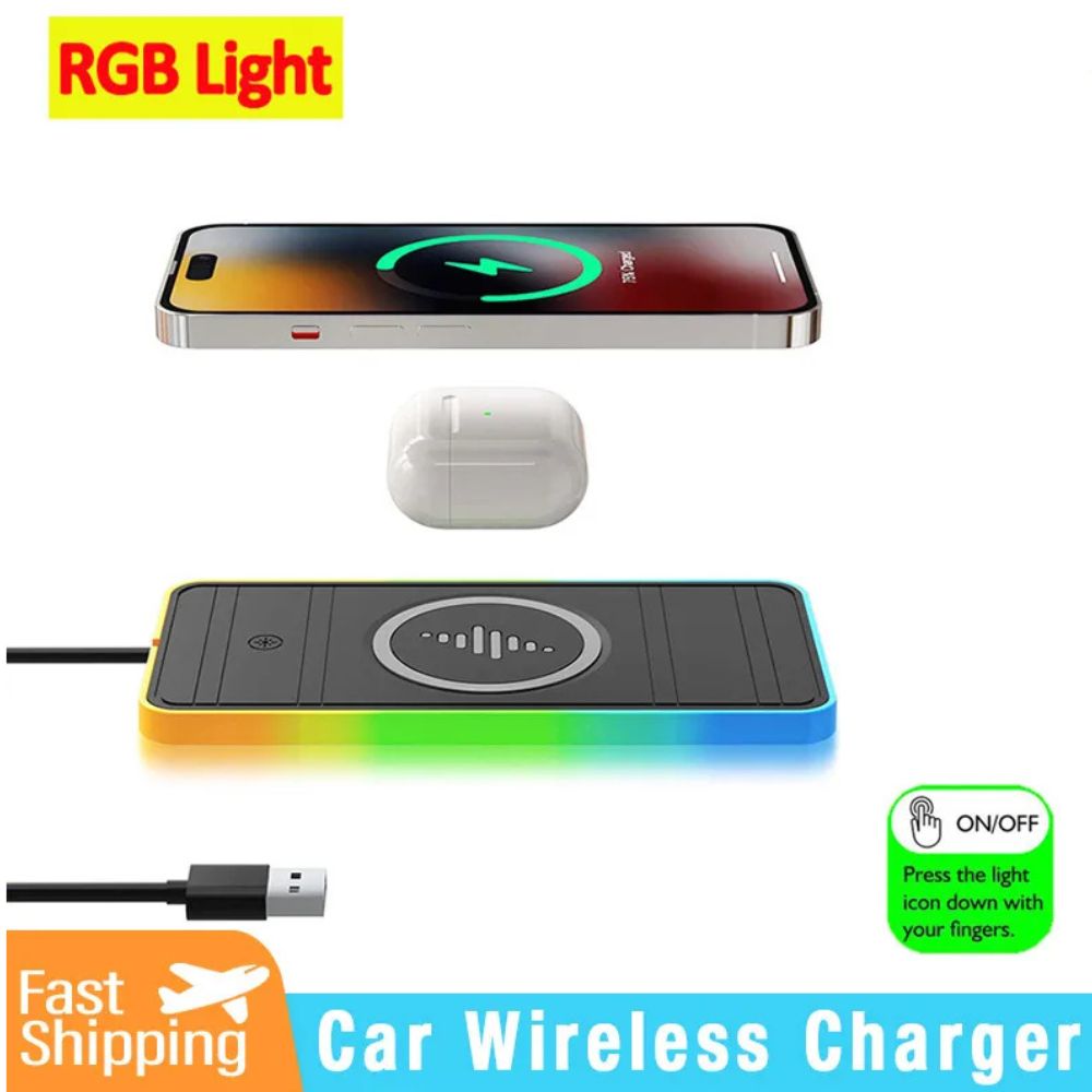 Auto Premium 20W Silikon Schnellladestation Dockingstation | Kabelloses Ladegerät mit Anti-Rutsch-Pad & Fast Wireless Charging Station für Apple iPhone Smartphones, Apple iPhone, Samsung, iOS & Android