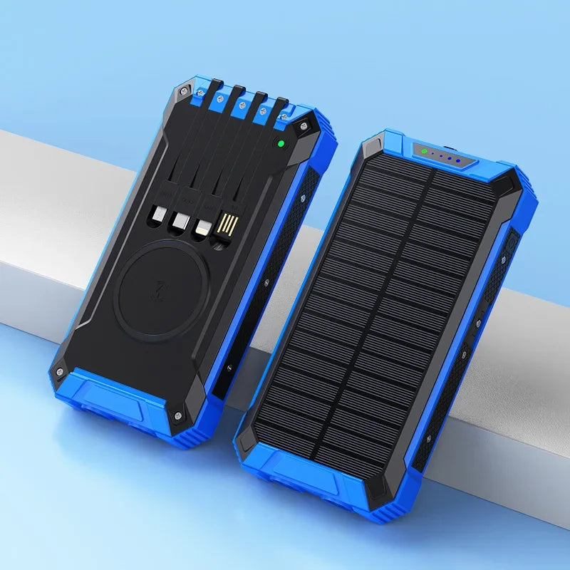 Premium Power Bank 20000mAh Solar Ladegerät | Tragbarer Externer Akku mit 5V Schnellaufladung und super heller Taschenlampe für Smartphones, Apple iPhone, Samsung, iOS & Android  unterwegs