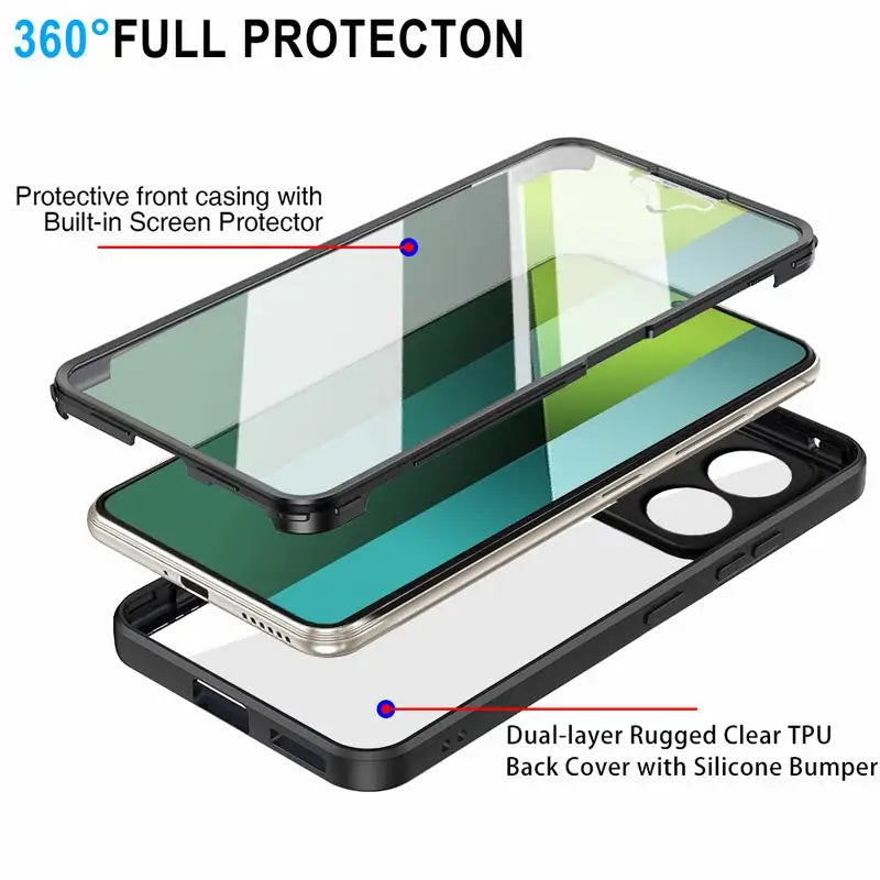 Hochwertige Transparente 360 Grad Silikon-Schutz iPhone Hülle mit MagSafe | Rundumschutz und Kameralinsenschutz für Apple iPhone 16/16e, 15, 14, 13, 12 Pro Max, Pro, Plus & Mini Cover | Panzertasche und Stoßstangenabdeckung | Hochwertige Handyhülle