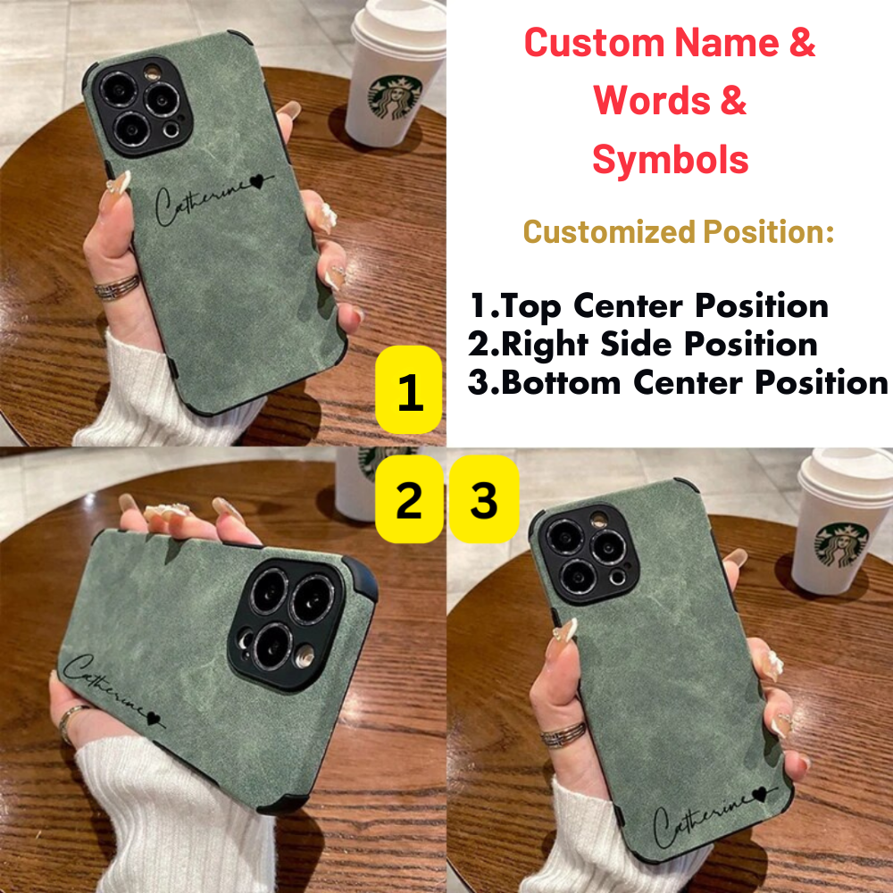 Personalisierte Luxus Apple iPhone Hülle aus Lammfell-Leder | Individueller Name | MagSafe Case mit Kameraprotektion für iPhone 16/15/14/13/12 Pro Max Plus Mini