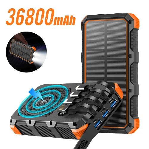 Premium Power Bank 20000mAh Solar Ladegerät | Tragbarer Externer Akku mit 5V Schnellaufladung und super heller Taschenlampe für Smartphones, Apple iPhone, Samsung, iOS & Android  unterwegs