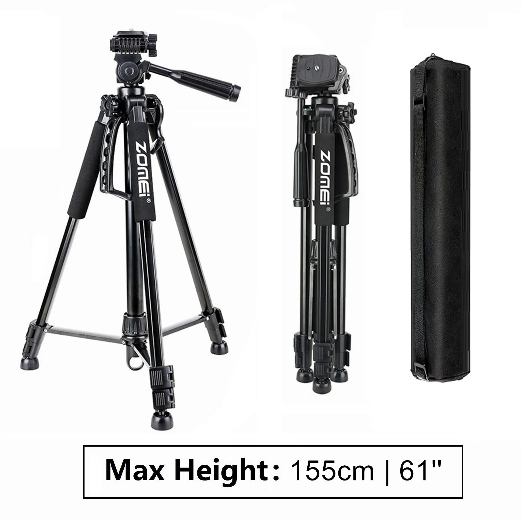 Professionelles Aluminium-Reisestativ, 140 cm für Videografie & Fotografie: Schnellplattenmontage, geeignet für Smartphones,