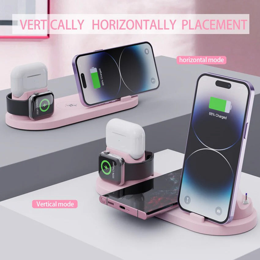 7-in-1 Ladestation Schnelle Kabellose Ladegerät | Schnellladestation, Watch, AirPods, Smartphones, Apple iPhone, Samsung, iOS & Android Schnellladegerät Charging Station