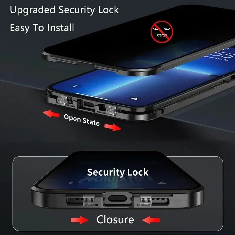 Hochwertige iPhone Hülle mit 360° Vollversiegeltem Schutz aus Glas und Metall | MagSafe-kompatible Schutzhülle mit Rundumschutz, Kameralinsenschutz für Apple iPhone 16/16e, 15, 14, 13, 12 Pro Max, Pro, Plus, Mini Cover | Panzertasche Stoßstangenabdeckung