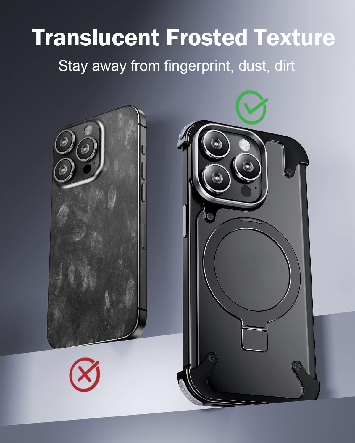 Premium Ultradünne Magnetische Randlose Matte Metall-Aluminiumständer iPhone-Hülle | MagSafe-Case Rundumschutz, Kameralinsenschutz für Apple iPhone 16/15/14/13/12 Pro Max, Pro, Plus, e, Mini Cover | Stoßfeste Panzertasche, Stoßstangenabdeckung Schutzhülle