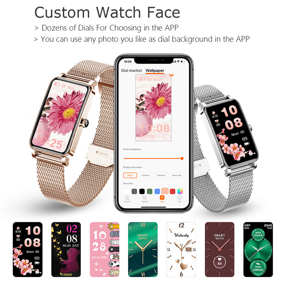 Premium Luxus Smartwatch für Damen mit Full-Touchscreen, Bluetooth-Anruf, IP67 Wasserdicht, Fitness- & Gesundheitstracker, Elegantes Sportdesign – Stilvolle Uhr für den Alltag – Kompatibel mit iOS & Android Smartphones – Limitierte Auflage