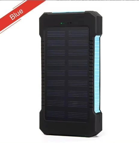 Premium Power Bank 20000mAh Solar Ladegerät | Tragbarer Externer Akku mit 5V Schnellaufladung und super heller Taschenlampe für Smartphones, Apple iPhone, Samsung, iOS & Android  unterwegs