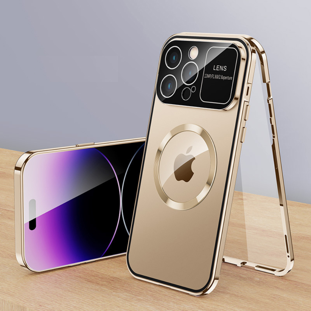 iPhone Hülle mit MagSafe: Premium Doppelseitiges HD-Glas Case, Kabellosem Laden, Kameraobjektivschutz | Stoßfestes Cover, Kameraschutzabdeckung – Magnetische Panzertasche für Apple iPhone 16/16e, 15, 14, 13, 12 Pro Max, Pro, Plus & Mini | Luxus Handyhülle