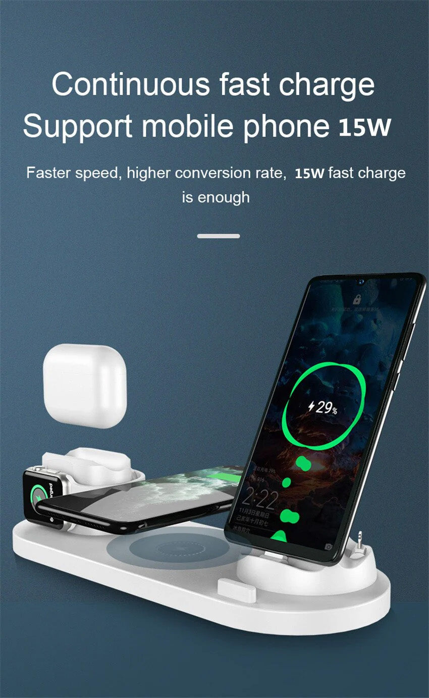 7-in-1 Ladestation Schnelle Kabellose Ladegerät | Schnellladestation, Watch, AirPods, Smartphones, Apple iPhone, Samsung, iOS & Android Schnellladegerät Charging Station