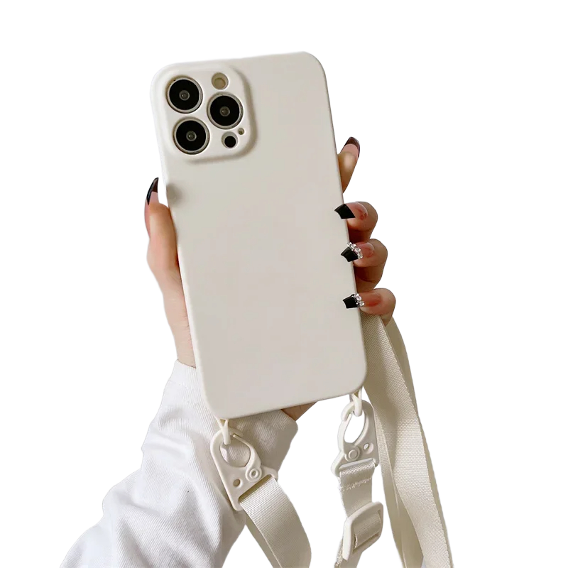 Hochwertige Crossbody-Halskettenriemen Lanyard Weiche Silikon iPhone Hülle | MagSafe Case, Kameralinsenschutzabdeckung für Apple iPhone 17/17 Air, 16/16e, 15, 14, 13 Pro Max Plus Cover – Umhängeband, Schulterriemen, Kartenhalter | Premium Schutzhülle