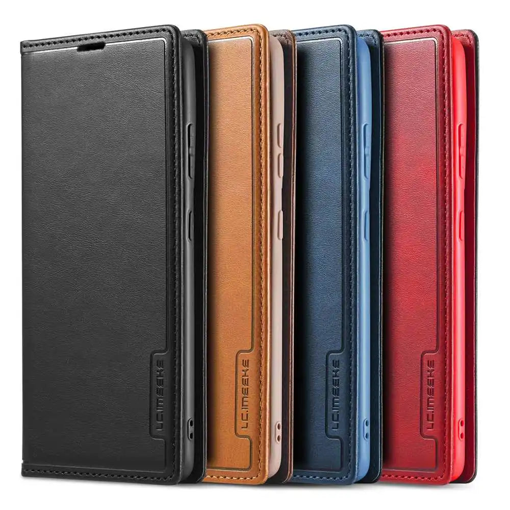 Hochwertiges Leder Flip Cover Geldbörse mit Magnetverschluss und SIM-Kartenfach iPhone Hülle | MagSafe Case, Rundumschutz und Kameralinsenschutzabdeckung für Apple iPhone 16/16e/15/14/13/12 Pro Max Plus Mini | Panzer Handyhülle, Premium Wallet Schutzhülle