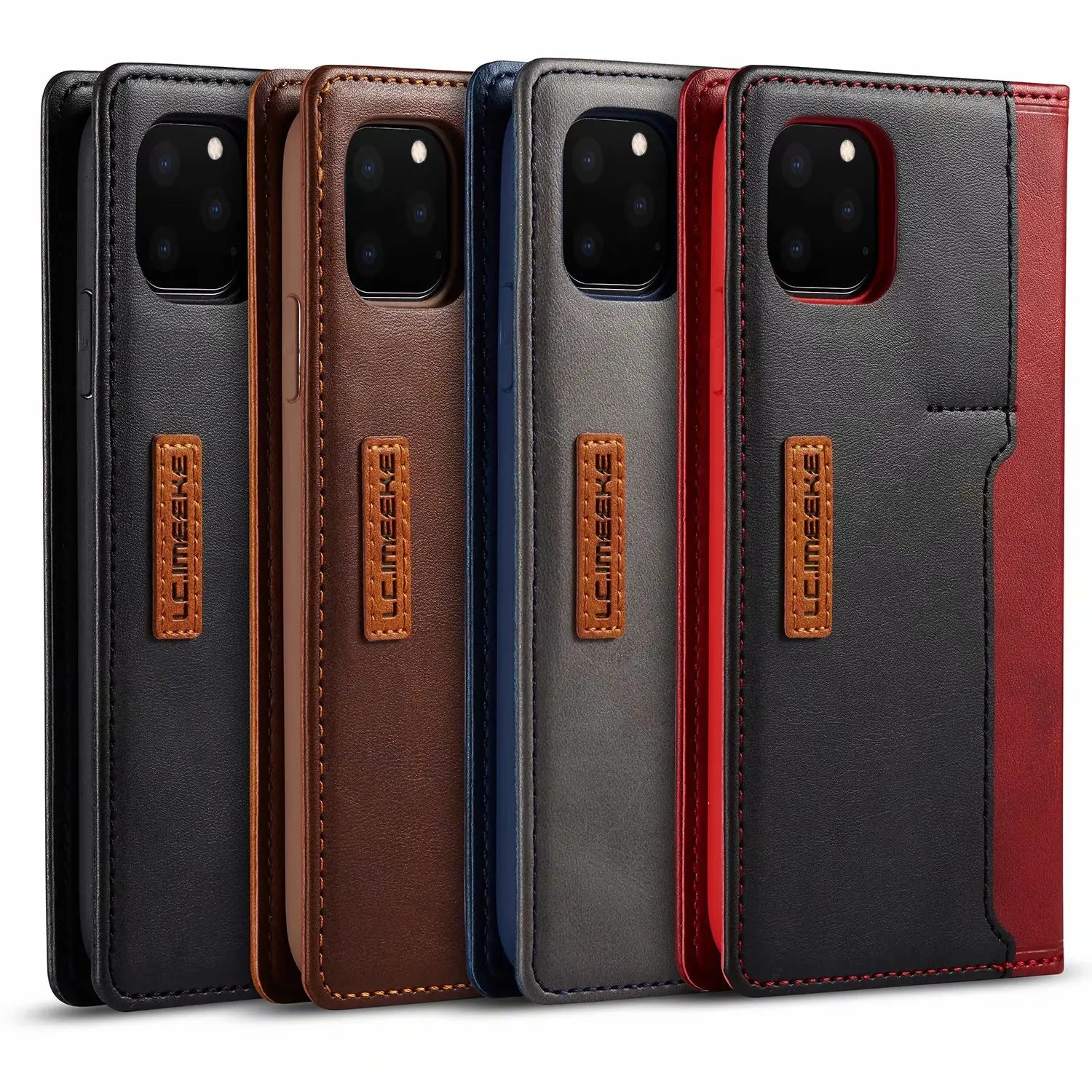 Hochwertiges Leder Flip Cover Geldbörse mit Magnetverschluss und SIM-Kartenfach iPhone Hülle | MagSafe Case, Rundumschutz und Kameralinsenschutzabdeckung für Apple iPhone 16/16e/15/14/13/12 Pro Max Plus Mini | Panzer Handyhülle, Premium Wallet Schutzhülle
