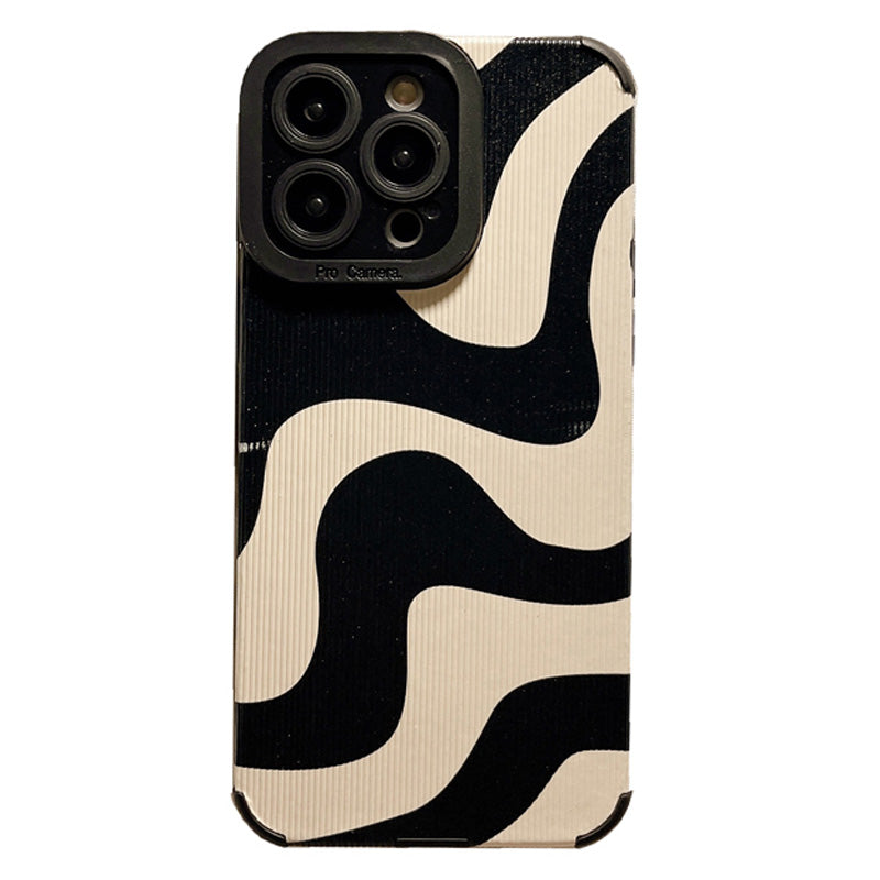 Luxus Ultra-Dünne Schwarz-Weiße Zebrastreifen iPhone-Hülle | MagSafe Case mit Kameraschutzabdeckung für Apple iPhone 16/15/14/13/12 Pro Max Plus Mini Cover | Panzertasche, stoßfeste Handyhülle | Silikon-Softcover-Schutzhülle
