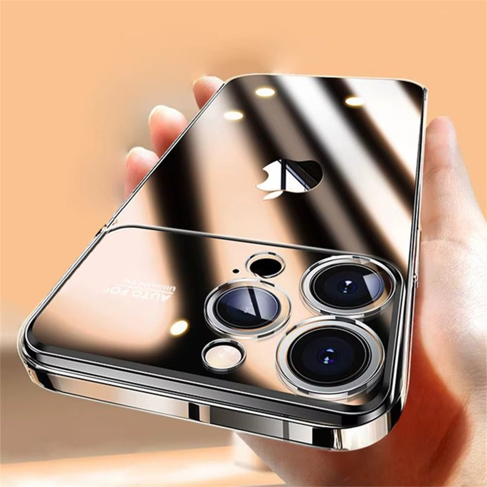 Luxus Apple iPhone Hülle mit Kameraschutz | Magsafe Case Hart-PC-Glas Klar Transparent Ultra Dünnes Silikon Cover und Linsenschutz | Stoßfänger Vollabdeckung Sturzsichere Premium Bumper Handyschutzhülle