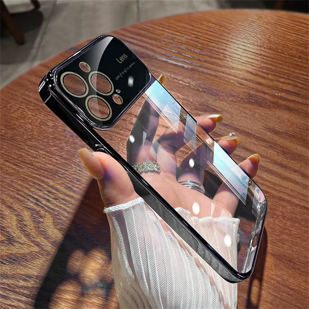 Luxus Apple iPhone Hülle mit Kameraschutz | Magsafe Case Hart-PC-Glas Klar Transparent Ultra Dünnes Silikon Cover und Linsenschutz | Stoßfänger Vollabdeckung Sturzsichere Premium Bumper Handyschutzhülle