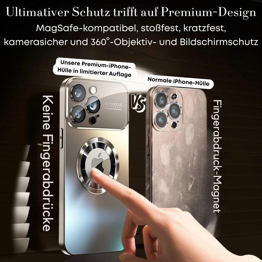 Luxus Matte Magnetische iPhone-Hülle mit Glaslinsen-Kameraschutz | Stoßfeste Tasche & MagSafe Case | Panzer-Schutzhülle für Apple iPhone 16/15/14/13/12 Pro Max Plus Mini | Handyhülle in limitierter Auflage