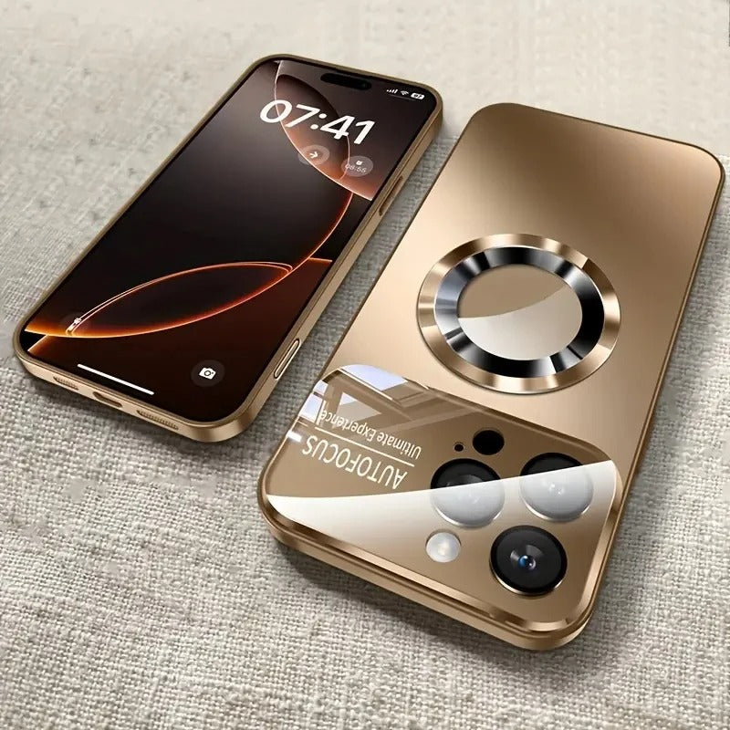 Luxus Matte Magnetische iPhone-Hülle mit Glaslinsen-Kameraschutz | Stoßfeste Tasche & MagSafe Case | Panzer-Schutzhülle für Apple iPhone 16/15/14/13/12 Pro Max Plus Mini | Handyhülle in limitierter Auflage