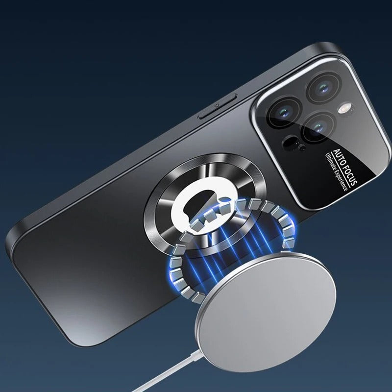 Luxus Matte Magnetische iPhone-Hülle mit Glaslinsen-Kameraschutz | Stoßfeste Tasche & MagSafe Case | Panzer-Schutzhülle für Apple iPhone 16/15/14/13/12 Pro Max Plus Mini | Handyhülle in limitierter Auflage