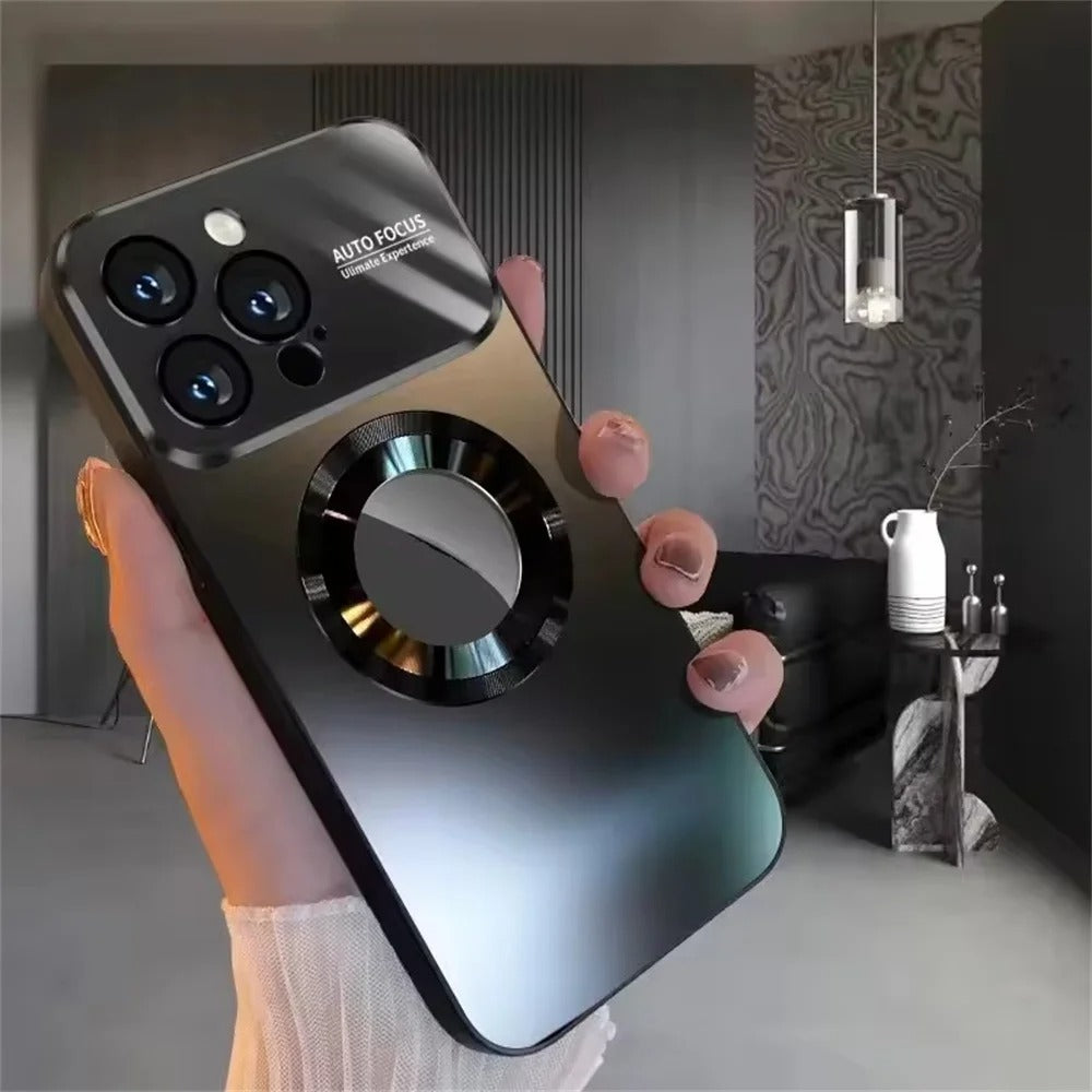 Luxus Matte Magnetische iPhone-Hülle mit Glaslinsen-Kameraschutz | Stoßfeste Tasche & MagSafe Case | Panzer-Schutzhülle für Apple iPhone 16/15/14/13/12 Pro Max Plus Mini | Handyhülle in limitierter Auflage