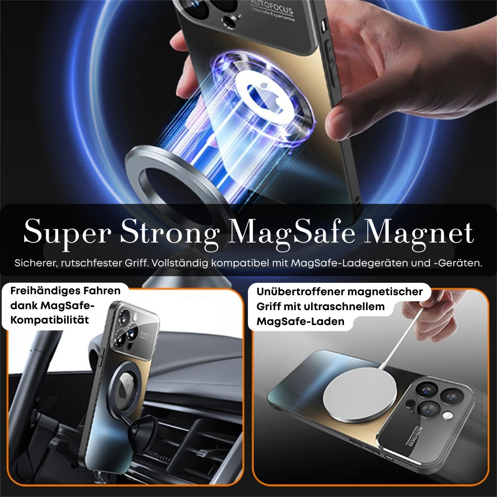 Luxus Matte Magnetische iPhone-Hülle mit Glaslinsen-Kameraschutz | Stoßfeste Tasche & MagSafe Case | Panzer-Schutzhülle für Apple iPhone 16/15/14/13/12 Pro Max Plus Mini | Handyhülle in limitierter Auflage