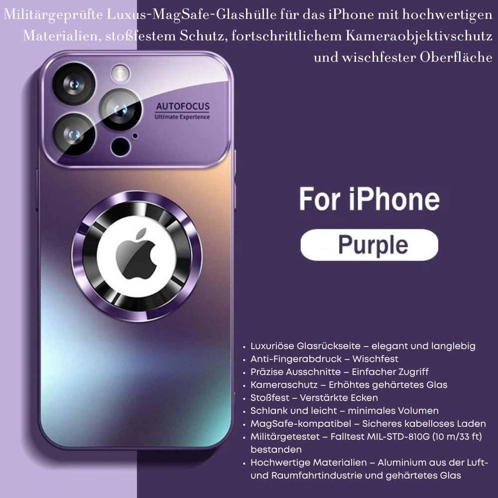 Luxus Matte Magnetische iPhone-Hülle mit Glaslinsen-Kameraschutz | Stoßfeste Tasche & MagSafe Case | Panzer-Schutzhülle für Apple iPhone 17/17 Air, 16/16e, 15, 14, 13 Pro Max Plus  | Handyhülle in limitierter Auflage