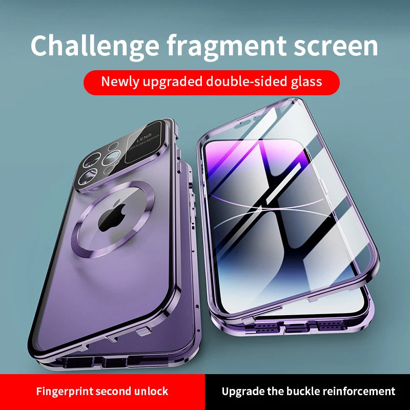 iPhone Hülle mit MagSafe: Premium Doppelseitiges HD-Glas Case, Kabellosem Laden, Kameraobjektivschutz | Stoßfestes Cover, Kameraschutzabdeckung – Magnetische Panzertasche für Apple iPhone 16/16e, 15, 14, 13, 12 Pro Max, Pro, Plus & Mini | Luxus Handyhülle