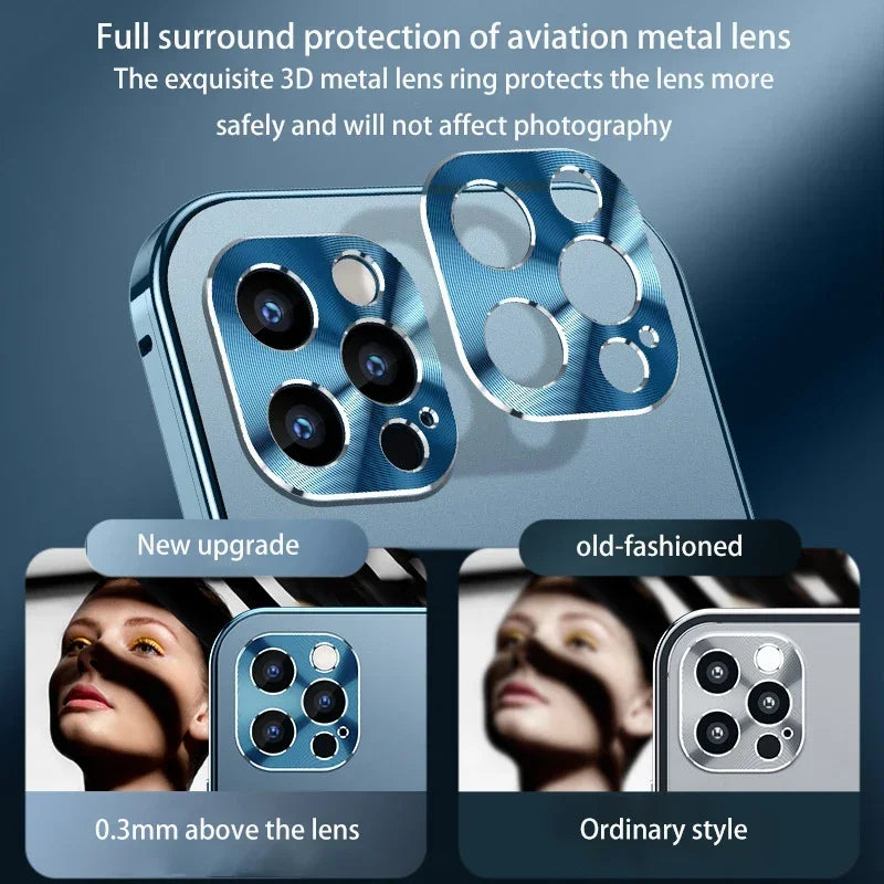 Luxus Ultra-Dünne iPhone Hülle: Metalllegierung und Glas, Sichtschutz, Doppelseitiger 360° Vollschutz | MagSafe-kompatibel Magnetischer Adsorption, Stoßfest, Kameraschutz Case, Schutzhülle Apple iPhone 16/16e, 15, 14, 13, 12 Pro Max, Pro, Plus, Mini Cover