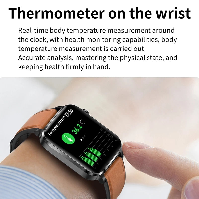Premium Blutzucker-Smartwatch für Männer und Frauen: KI-Sprachassistent, Bluetooth-Anruf, Infrarot-SpO2-Sensor, Gesundheitsüberwachung, EKG, PPG, Schlaf-& Herzfrequenzmesser, Wasserdichter Fitness-Tracker, Full-Touch, Lange Akkulaufzeit: iOS & Android