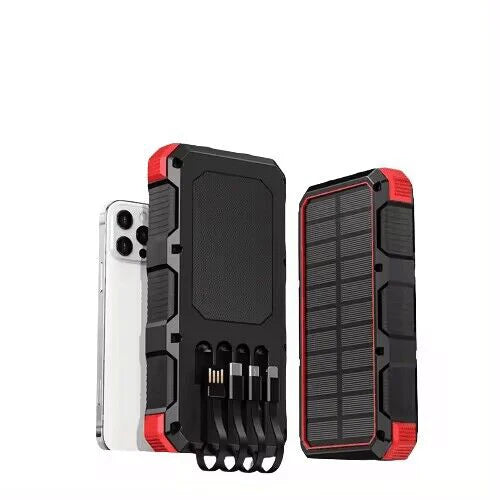 Premium Power Bank 20000mAh Solar Ladegerät | Tragbarer Externer Akku mit 5V Schnellaufladung und super heller Taschenlampe für Smartphones, Apple iPhone, Samsung, iOS & Android  unterwegs