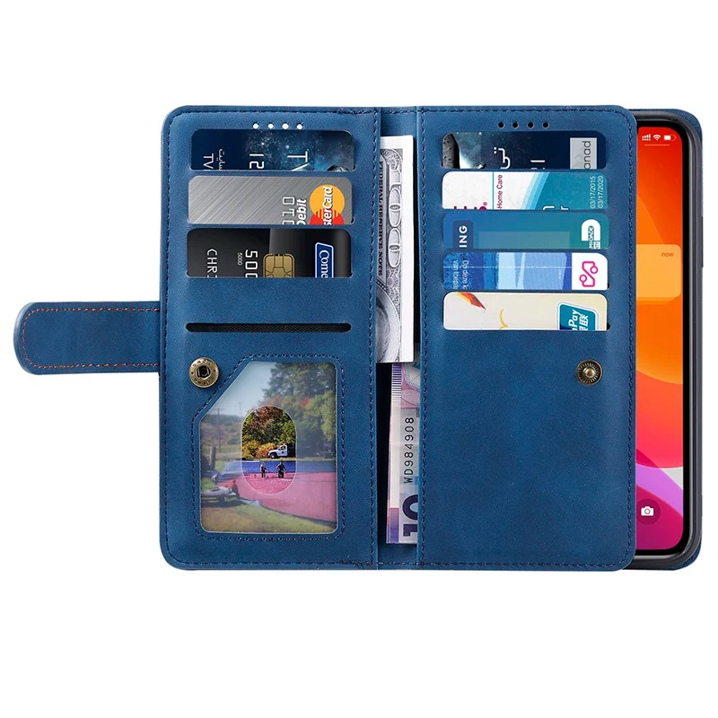 Hochwertige Leder-Handyhülle mit Reißverschluss, Kartenhalter, Stand und Riemen iPhone Hülle | Flip-Cover Case für Apple iPhone 16/16e, 15, 14, 13, 12 Pro Max, Pro, Plus & Mini - Vielseitige Schutzhülle