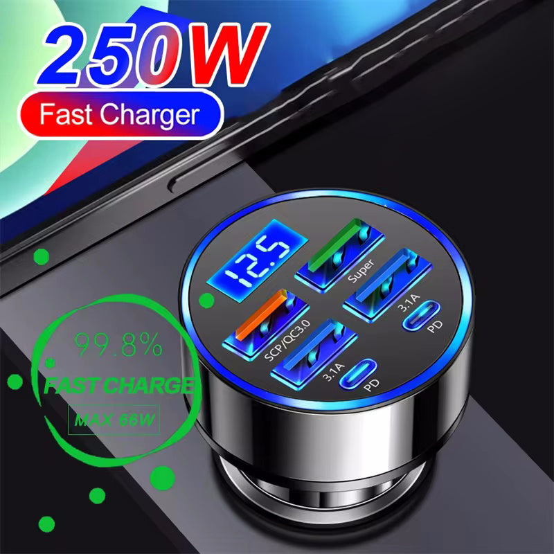 Premium Bluetooth 5.2 FM-Sender Auto-USB Ladegerät, FM/Aux Bluetooth-Adapter, Bass-Boost, 3-Port Car USB Ladestation Smartphones, Apple iPhone, Samsung, iOS & Android