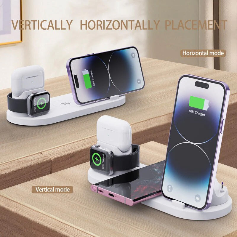 7-in-1 Ladestation Schnelle Kabellose Ladegerät | Schnellladestation, Watch, AirPods, Smartphones, Apple iPhone, Samsung, iOS & Android Schnellladegerät Charging Station