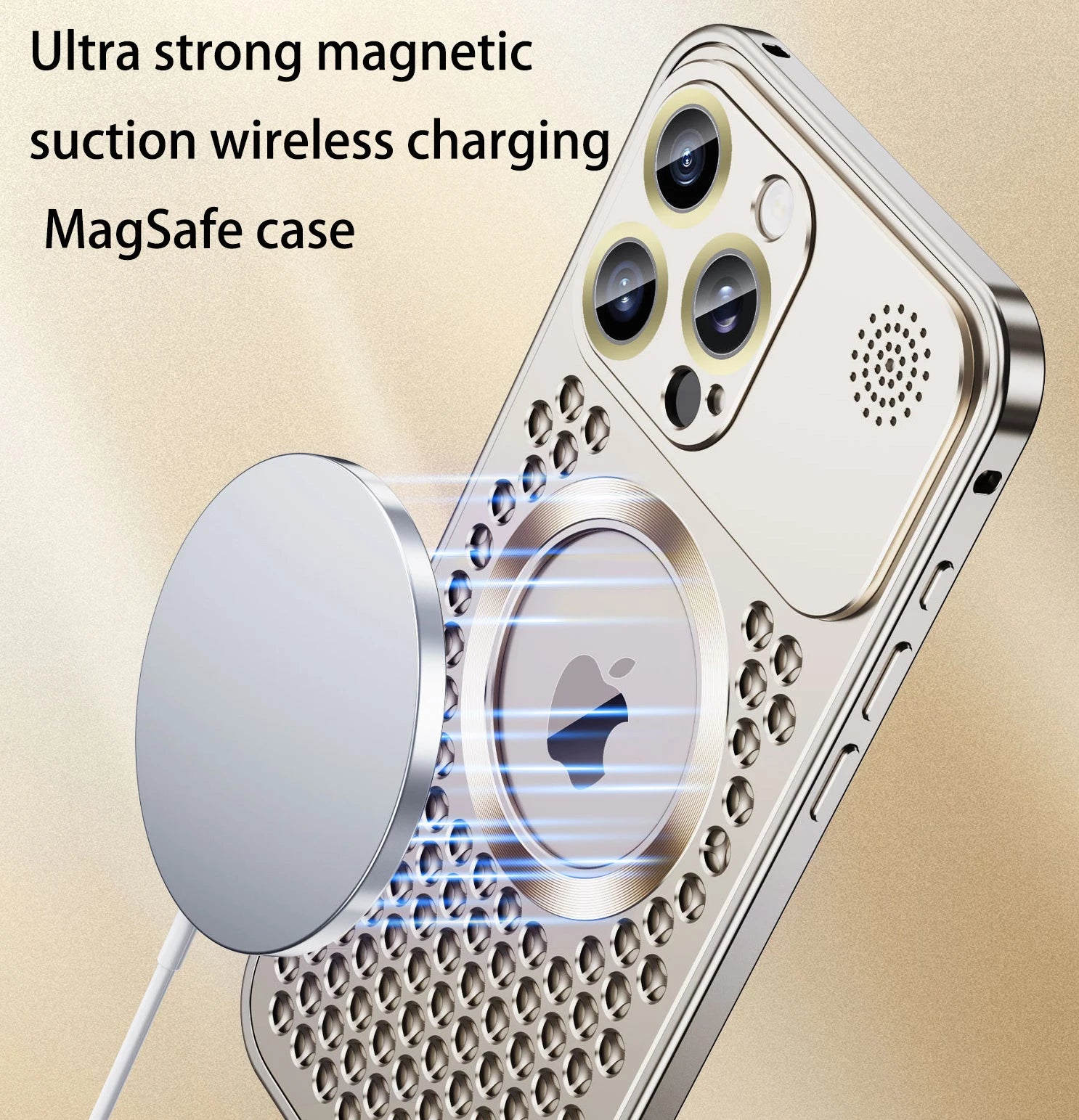 Luxus Aluminiumabdeckung iPhone Hülle Magnetischer Wärmeableitung | MagSafe Case, Galvanisiertem Metallrahmen, Vergrößernder Glaslinse als Kamer für Apple iPhone 16/16e, 15, 14, 13, 12 Pro Max, Pro, Plus, Mini Cover | Panzertasche, Hochwertige Handyhülle