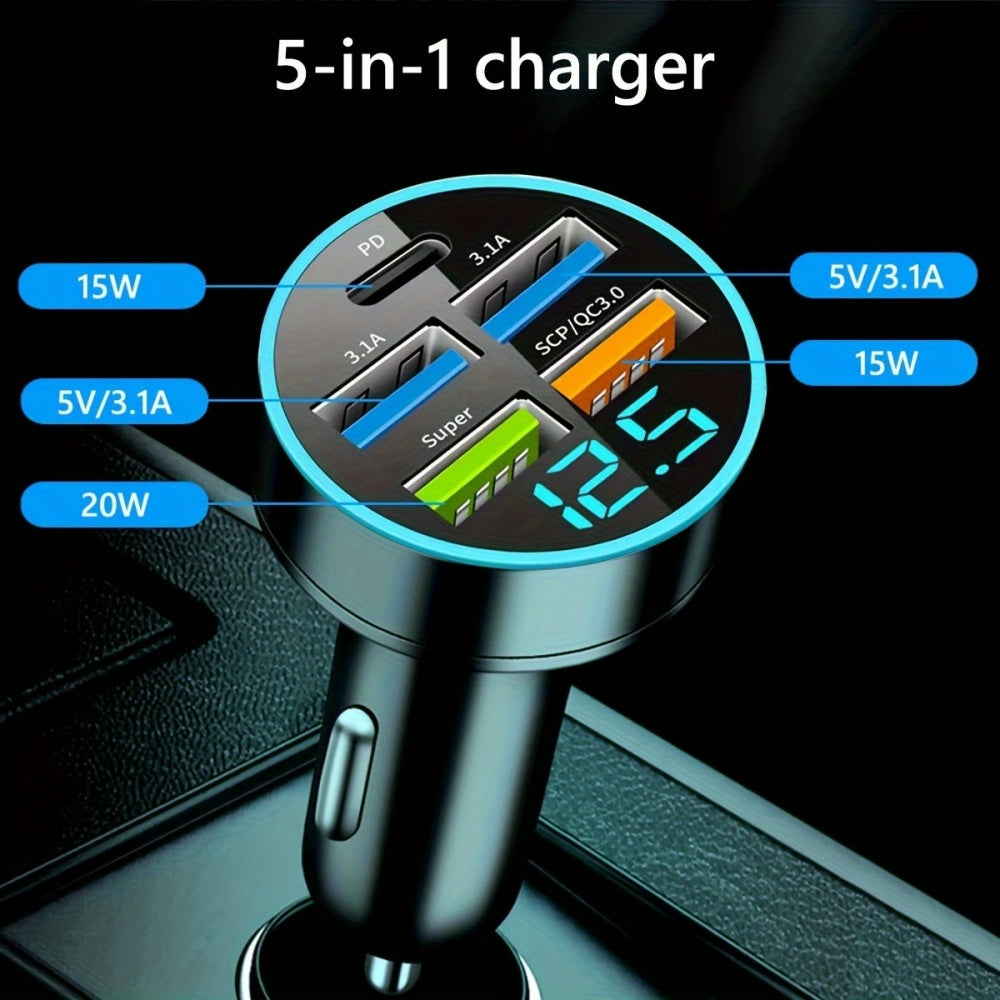 Premium Bluetooth 5.2 FM-Sender Auto-USB Ladegerät, FM/Aux Bluetooth-Adapter, Bass-Boost, 3-Port Car USB Ladestation Smartphones, Apple iPhone, Samsung, iOS & Android