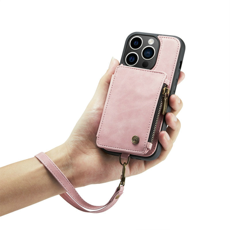 Hochwertige Leder-Brieftasche mit Kartenfach, Portmonee und Ständer iPhone-Hülle | MagSafe Case, Rundumschutz, Kameralinsenschutzabdeckung für Apple iPhone 16/15/14/13/12 Pro Max Plus Mini Cover | Panzertasche Handyhülle | Wallet & Geldbörse Schutzhülle