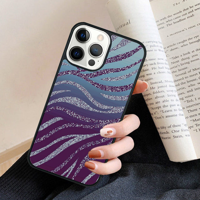 Premium Zebra-Muster Glitzer iPhone-Hülle | MagSafe-Case mit Rundumschutz & Kameralinsenschutz für Apple iPhone 16/16e, 15, 14, 13, 12 Pro Max, Pro, Plus & Mini Cover | Panzertasche & Stoßstangenabdeckung Handyhülle | Hochwertige Schutzhülle