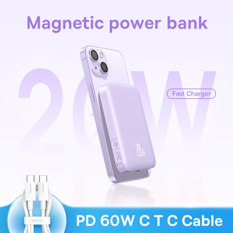 Premium Mini Magsafe Power Bank 20000mAh – Magnetisches Drahtloses Schnellladen für Smartphones, Apple iPhone, Samsung, iOS & Android