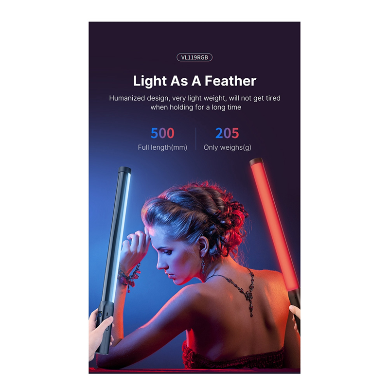 Premium VL119 Handheld RGB LED Lichtstab, 19,68 Zoll, Buntes Stick-Licht, CRI 95+, 2500K-9000K, Für Foto- & Videografie,