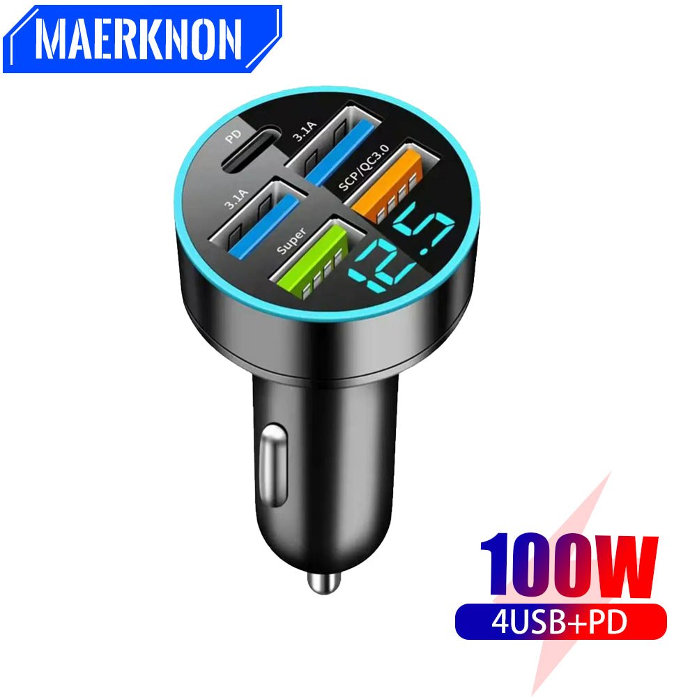 Premium Bluetooth 5.2 FM-Sender Auto-USB Ladegerät, FM/Aux Bluetooth-Adapter, Bass-Boost, 3-Port Car USB Ladestation Smartphones, Apple iPhone, Samsung, iOS & Android