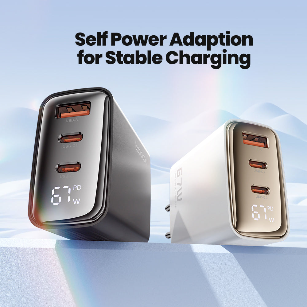 Hochwertiges 67W GAN USB C Ladegerät Schnellladegerät 65W QC 4.0 PD 3.0 45W USB C Typ C Schnellladegerät für Smartphones, Apple iPhone, Samsung, iOS & Android MacBook