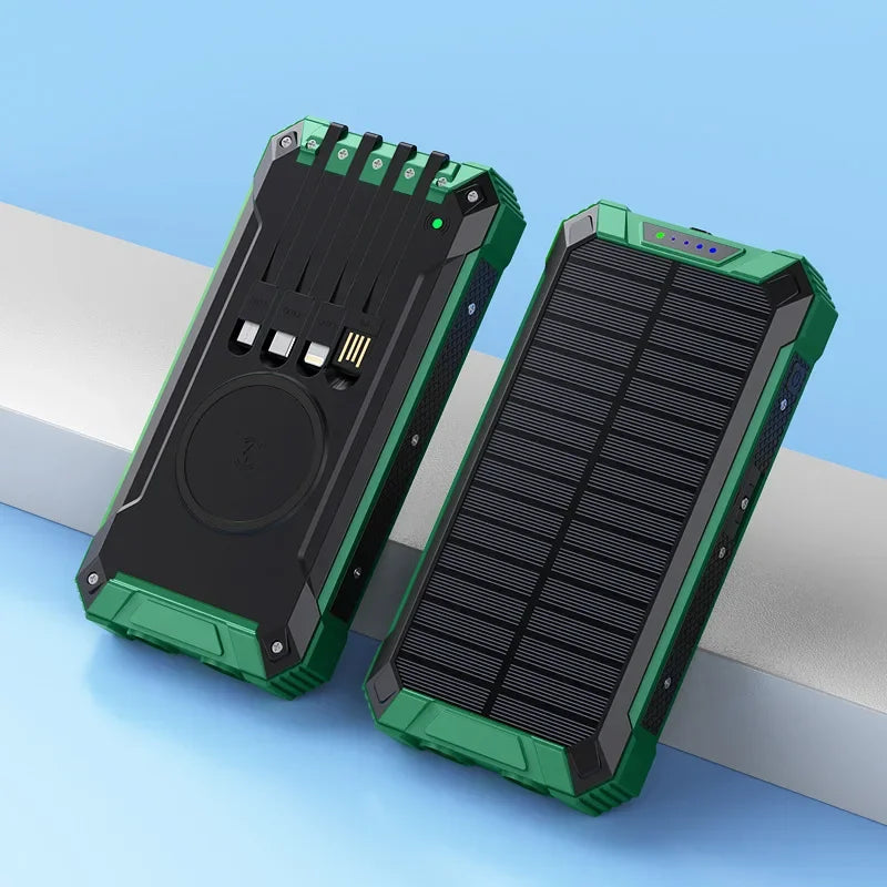 Premium Power Bank 20000mAh Solar Ladegerät | Tragbarer Externer Akku mit 5V Schnellaufladung und super heller Taschenlampe für Smartphones, Apple iPhone, Samsung, iOS & Android  unterwegs